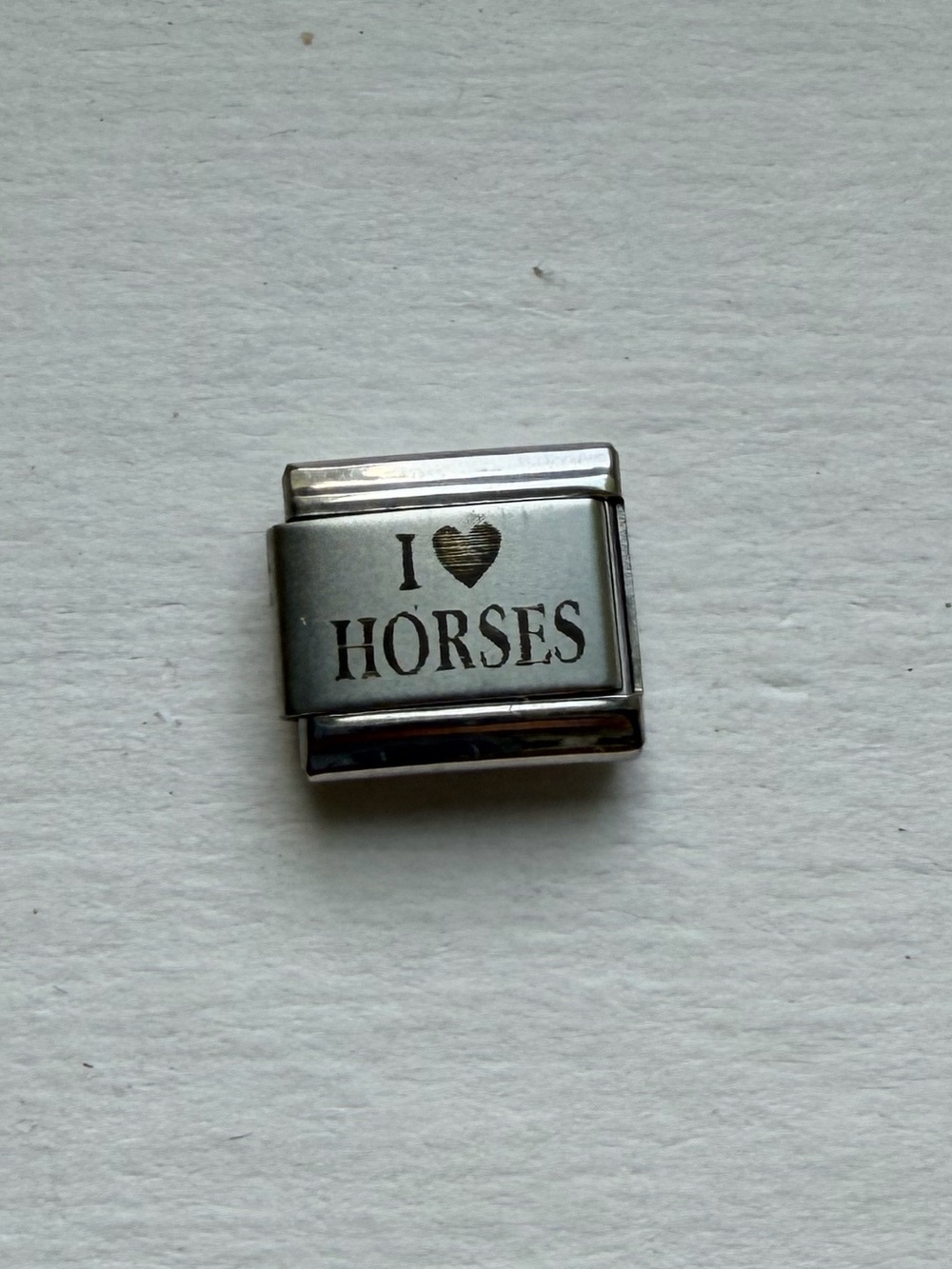 Silver "I ♥ HORSES" Italian Charm